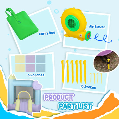 Inflatable Bounce House with Blower, Slide, 98" x 65" x 79", Kids Ages 3-8 Inflatables at Gallery Canada