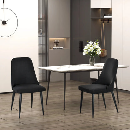 Modern Dining Chair Set of 2, Fabric Upholstered, Metal Legs, Black Bar Stools at Gallery Canada