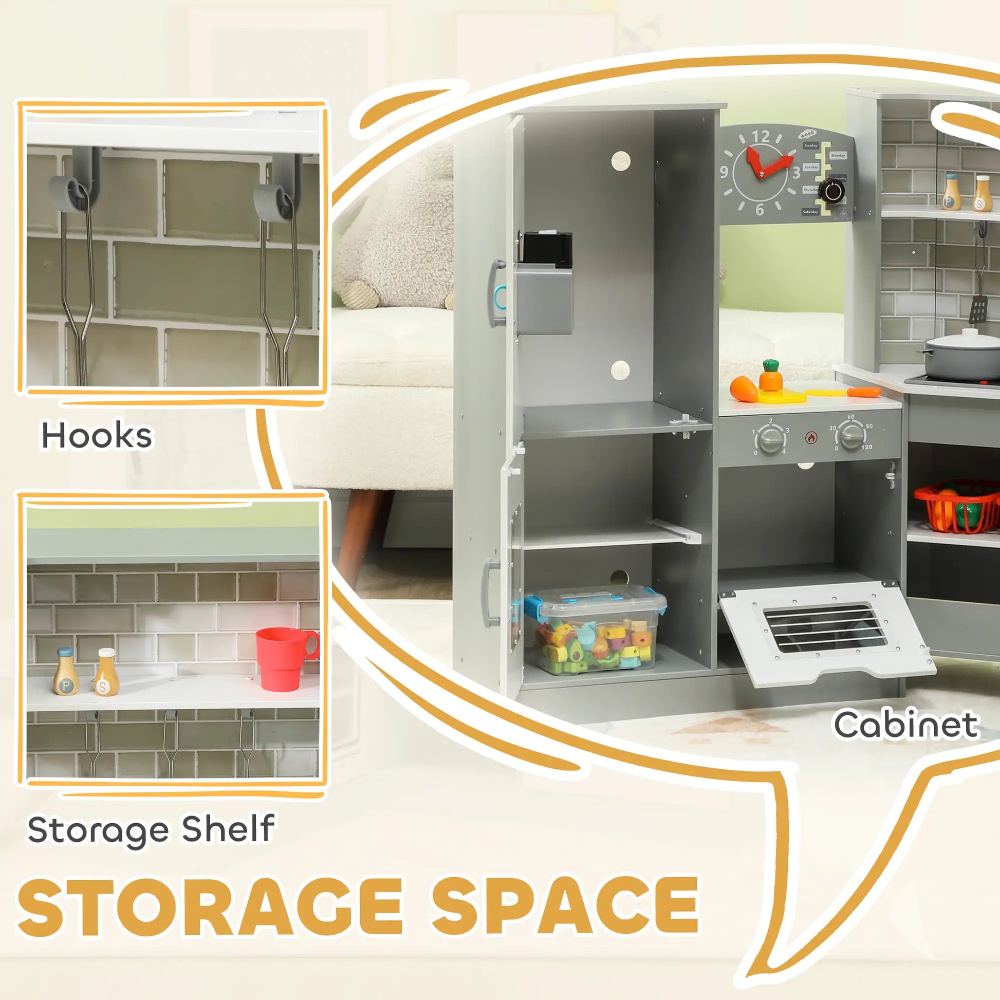 Corner Play Kitchen, Pretend Play Set with Lights, Sounds, Stove Play Kitchen at Gallery Canada