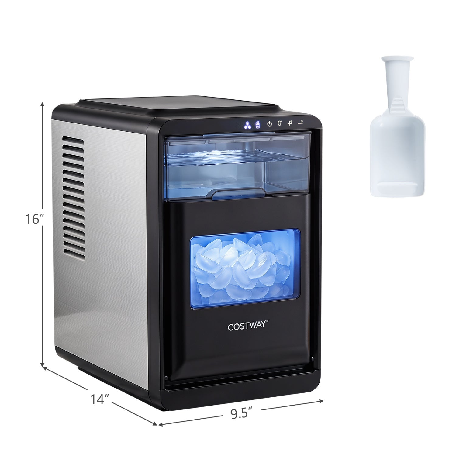 Crescent Ice Maker Countertop 26 Lbs/24H Ice Machine with 16 Crescent Cubes, Black Ice Makers at Gallery Canada