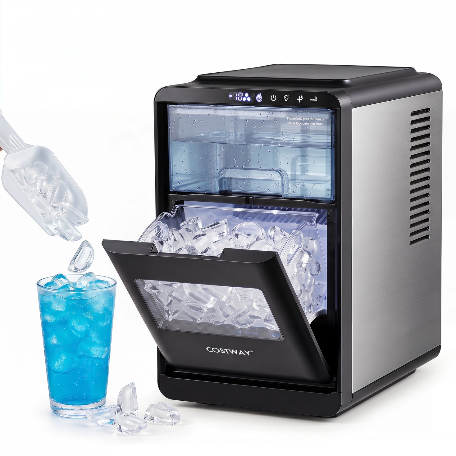 Crescent Ice Maker Countertop 26 Lbs/24H Ice Machine with 16 Crescent Cubes, Black Ice Makers at Gallery Canada