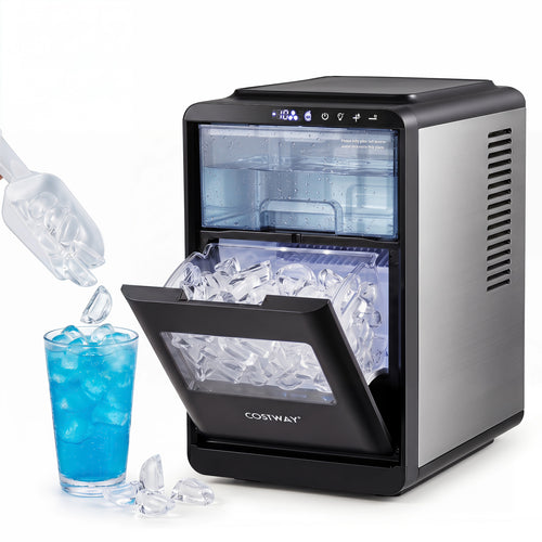 Crescent Ice Maker Countertop 26 Lbs/24H Ice Machine with 16 Crescent Cubes, Black