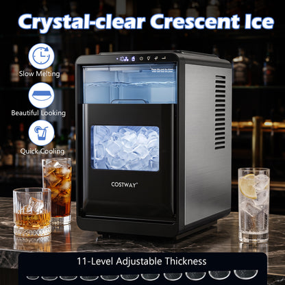 Crescent Ice Maker Countertop 26 Lbs/24H Ice Machine with 16 Crescent Cubes, Black Ice Makers at Gallery Canada