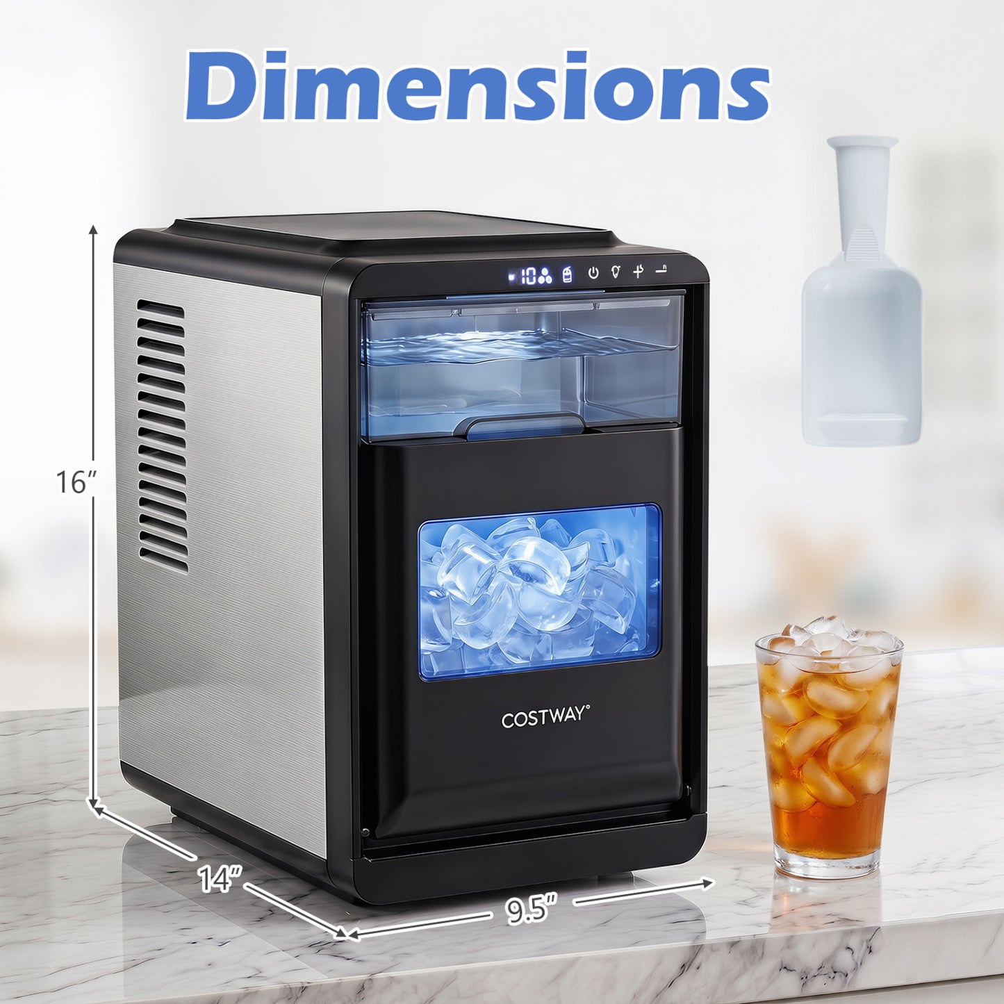 Crescent Ice Maker Countertop 26 Lbs/24H Ice Machine with 16 Crescent Cubes, Black Ice Makers at Gallery Canada