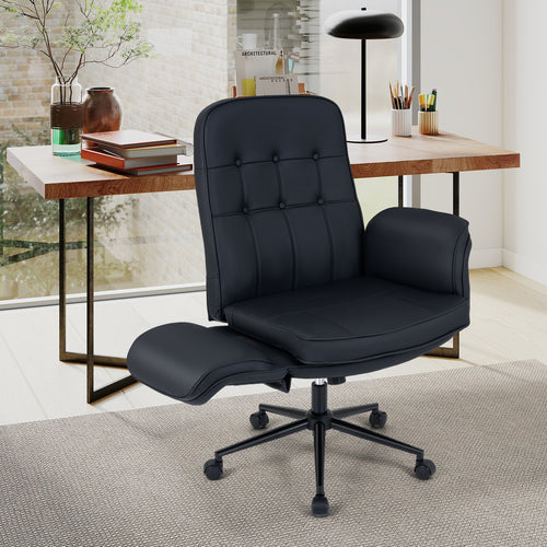 Adjustable Swivel Vanity Chair, 5-Position Armrests, Black