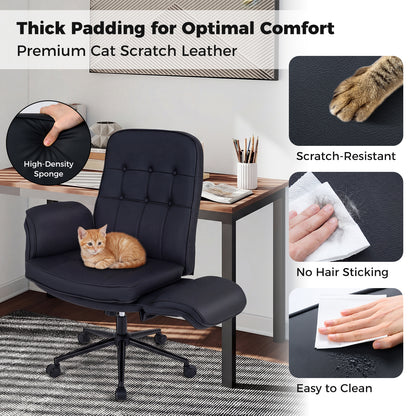 Adjustable Swivel Vanity Chair, 5-Position Armrests, Black Leisure Chairs at Gallery Canada