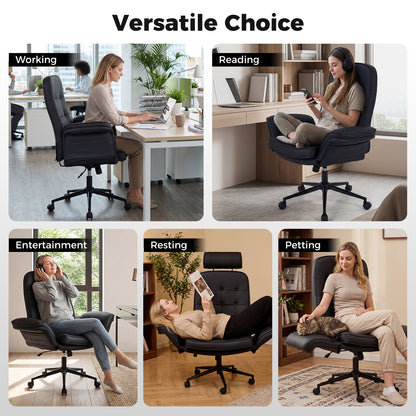 Adjustable Swivel Vanity Chair, 5-Position Armrests, Black Leisure Chairs at Gallery Canada