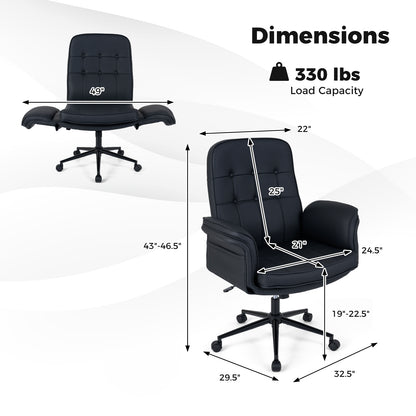 Adjustable Swivel Vanity Chair, 5-Position Armrests, Black Leisure Chairs at Gallery Canada