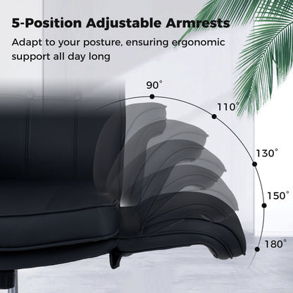 Adjustable Swivel Vanity Chair, 5-Position Armrests, Black Leisure Chairs at Gallery Canada