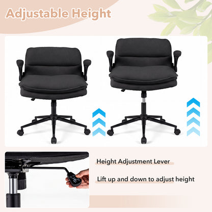 Criss Cross Chair With Wheels, Flip-Up Arms, Adjustable Height, Gray Ergonomic Chairs at Gallery Canada