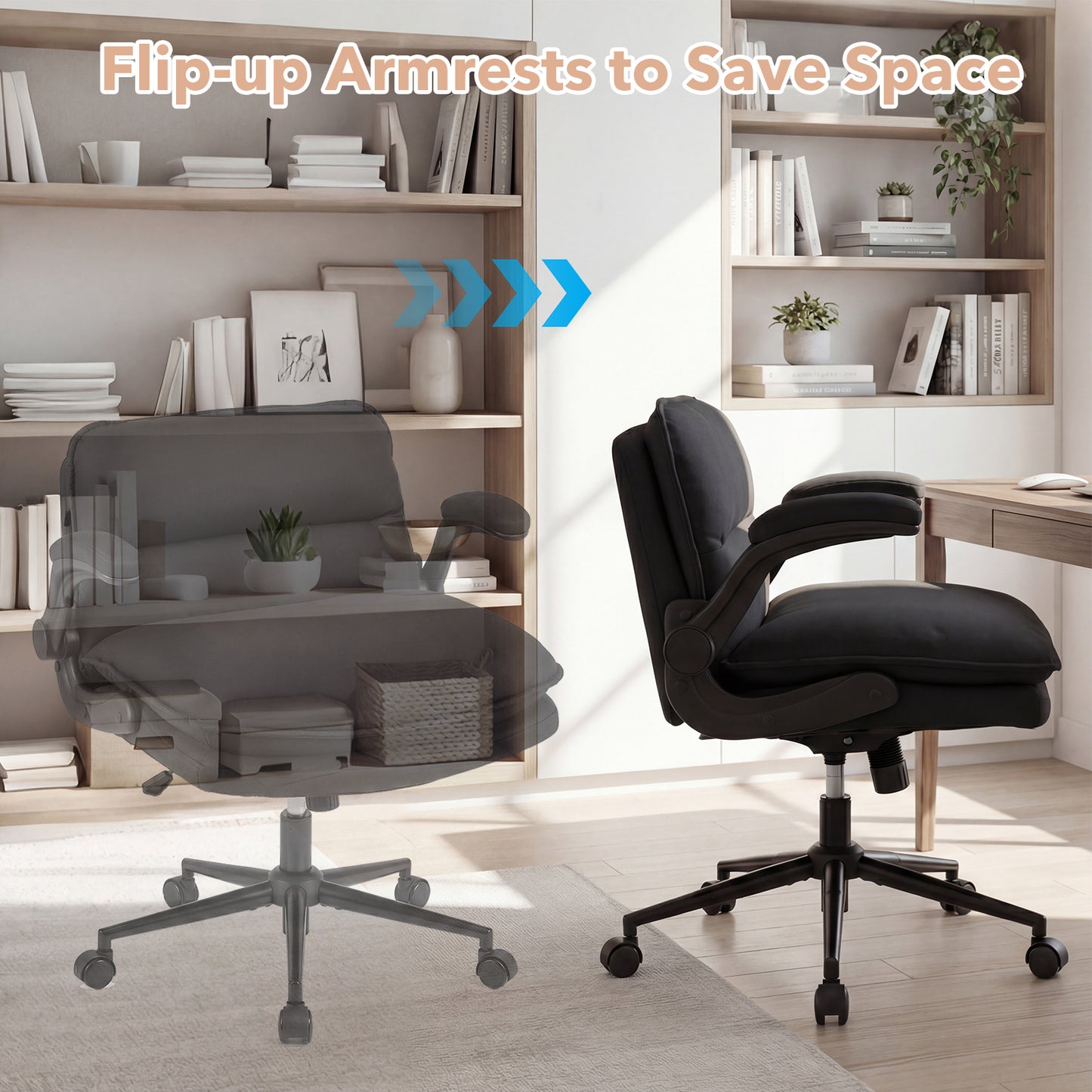 Criss Cross Chair With Wheels, Flip-Up Arms, Adjustable Height, Gray Ergonomic Chairs at Gallery Canada