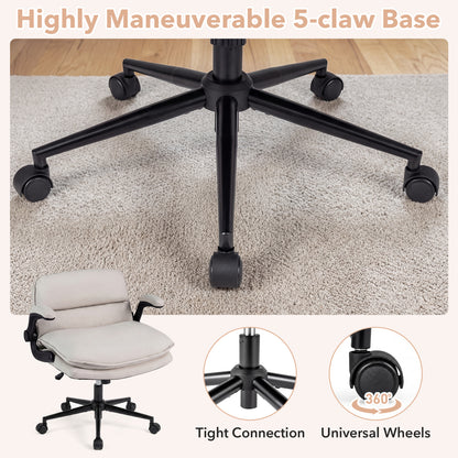 Criss Cross Chair With Wheels, Flip-Up Arms, Adjustable Height, Beige Ergonomic Chairs at Gallery Canada