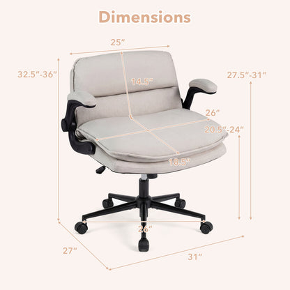 Criss Cross Chair With Wheels, Flip-Up Arms, Adjustable Height, Beige Ergonomic Chairs at Gallery Canada