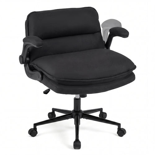 Criss Cross Chair With Wheels, Flip-Up Arms, Adjustable Height, Gray