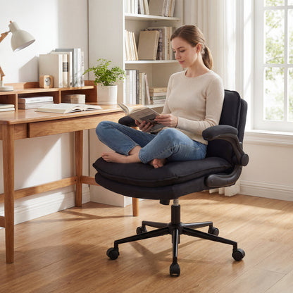 Criss Cross Chair With Wheels, Flip-Up Arms, Adjustable Height, Gray Ergonomic Chairs at Gallery Canada
