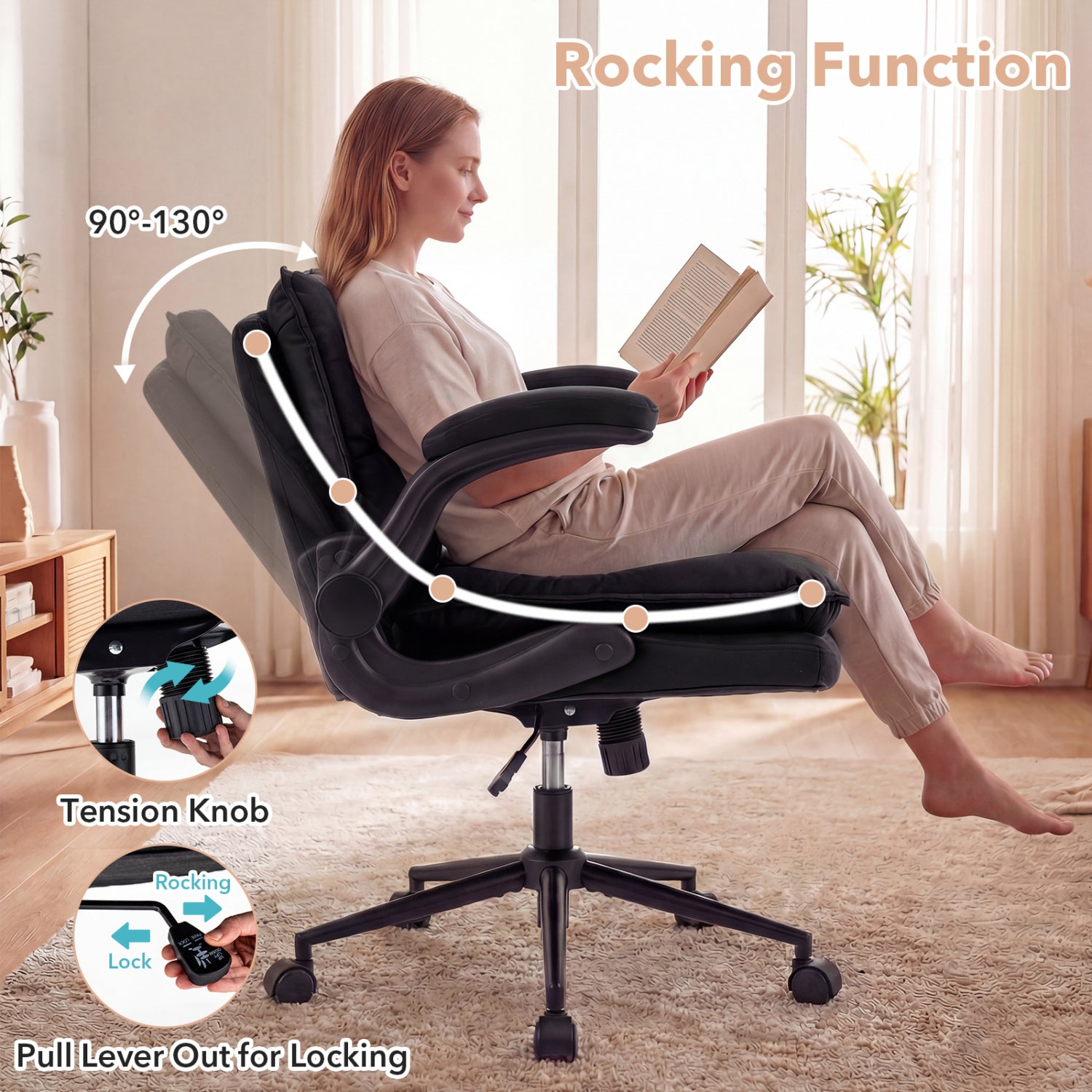 Criss Cross Chair With Wheels, Flip-Up Arms, Adjustable Height, Gray Ergonomic Chairs at Gallery Canada