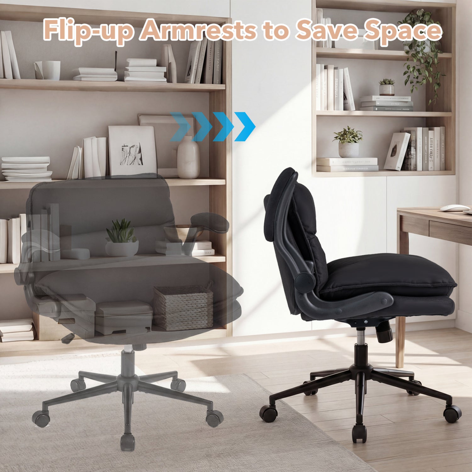 Criss Cross Chair With Wheels, Flip-Up Arms, Adjustable Height, Gray Ergonomic Chairs at Gallery Canada