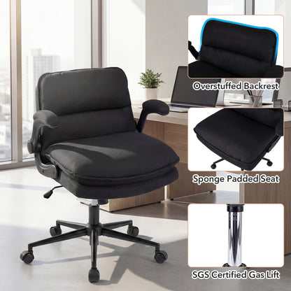 Criss Cross Chair With Wheels, Flip-Up Arms, Adjustable Height, Gray Ergonomic Chairs at Gallery Canada