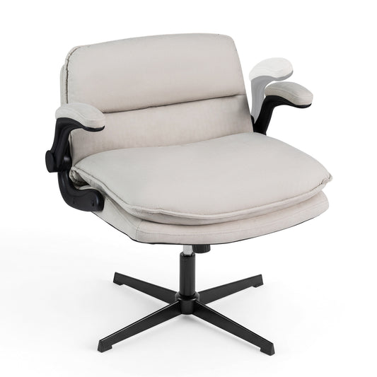Criss Cross Chair With Flip-Up Arms Ergonomic Office Desk Chair, Beige Ergonomic Chairs Beige at Gallery Canada