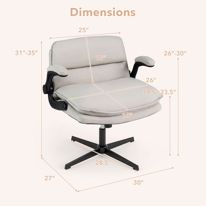 Criss Cross Chair With Flip-Up Arms Ergonomic Office Desk Chair, Beige Ergonomic Chairs at Gallery Canada