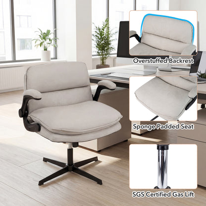 Criss Cross Chair With Flip-Up Arms Ergonomic Office Desk Chair, Beige Ergonomic Chairs at Gallery Canada
