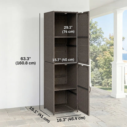 Wicker Outdoor Storage Cabinet, 4 Shelf Patio, Brown Patio Storage Boxes at Gallery Canada