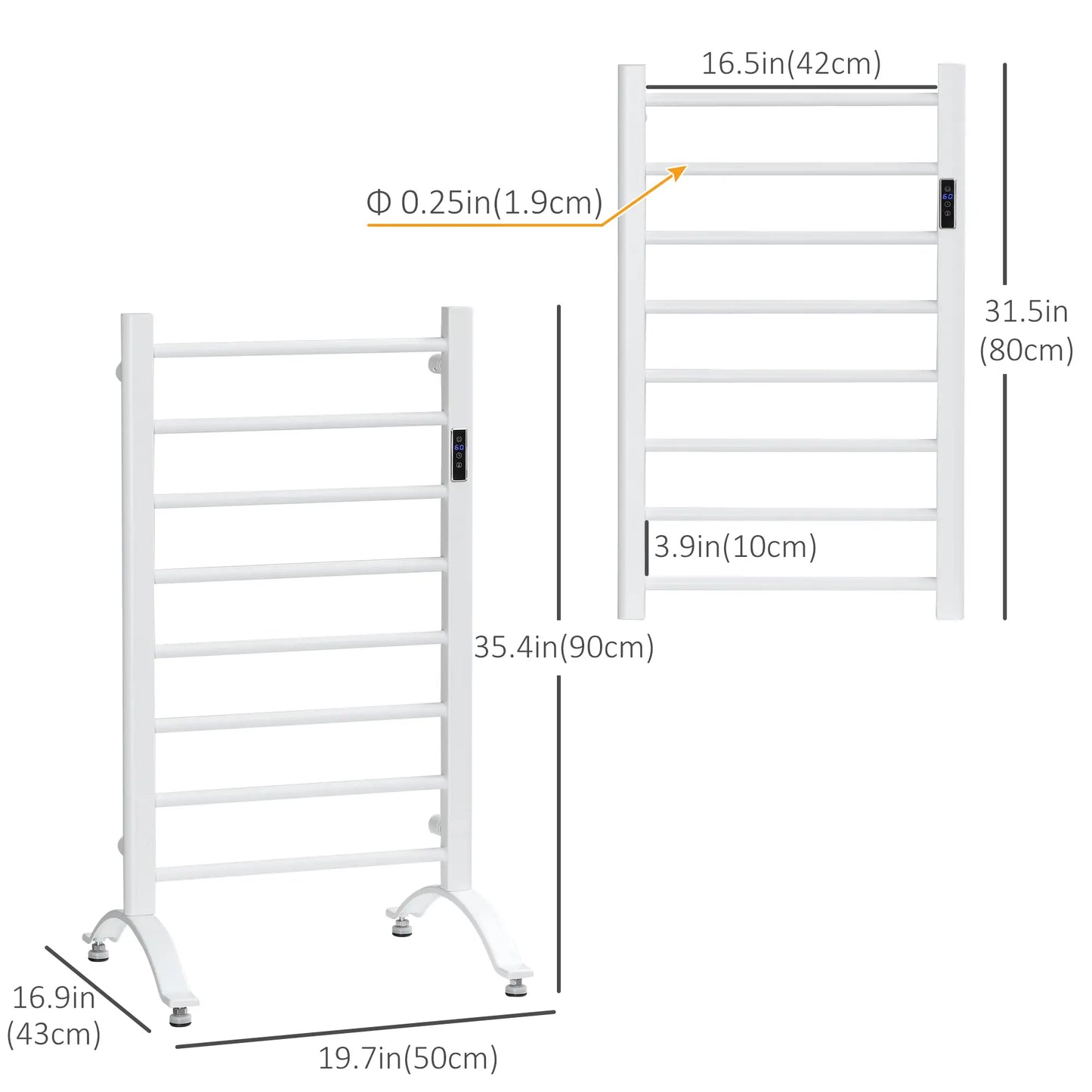 8-Bar Heated Towel Warmer, Wall Mount, Adjustable Temperature, White Bath Accessories at Gallery Canada