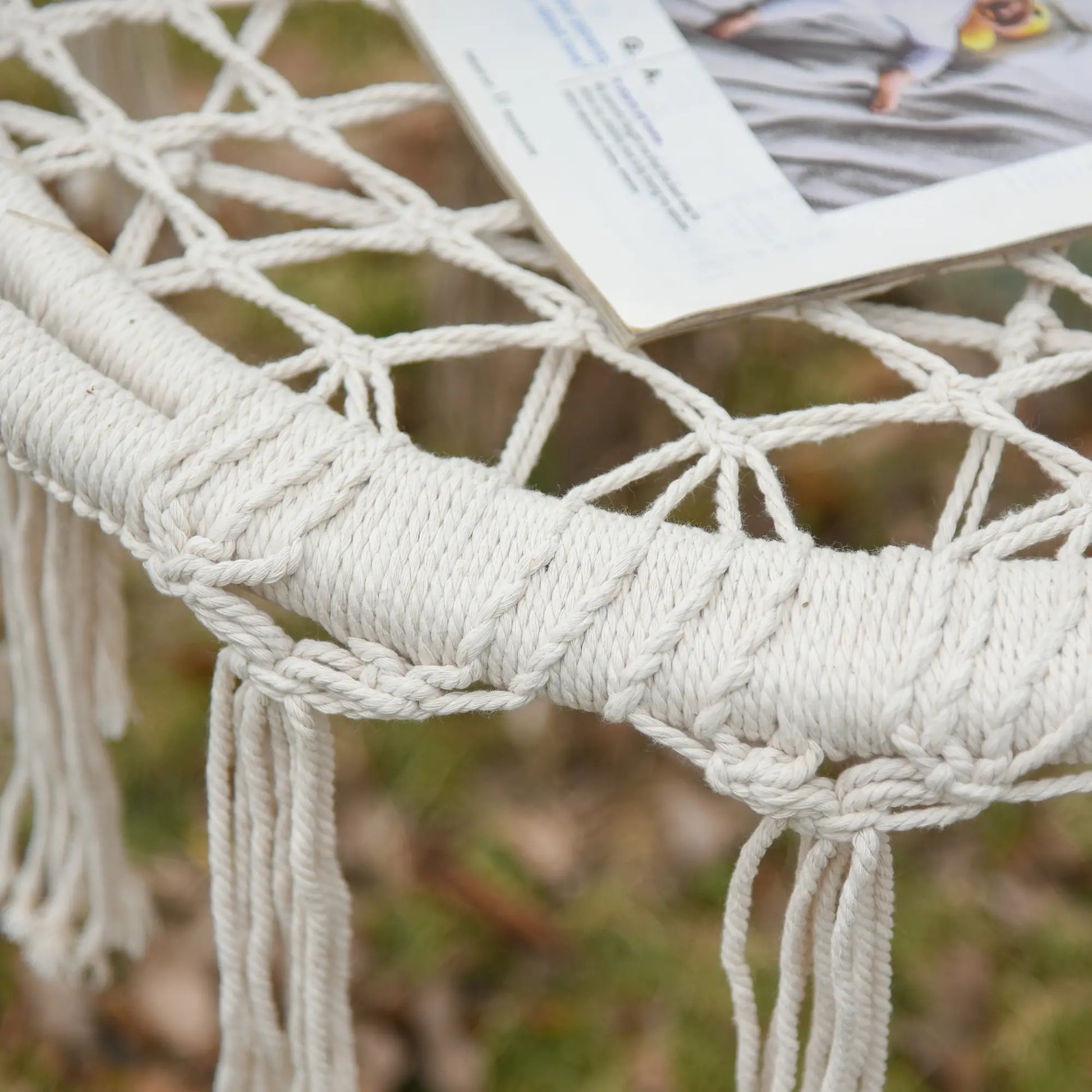 Hanging Rope Hammock Swing, Indoor Outdoor, Cotton-Polyester, Cream White Hammock Swings at Gallery Canada