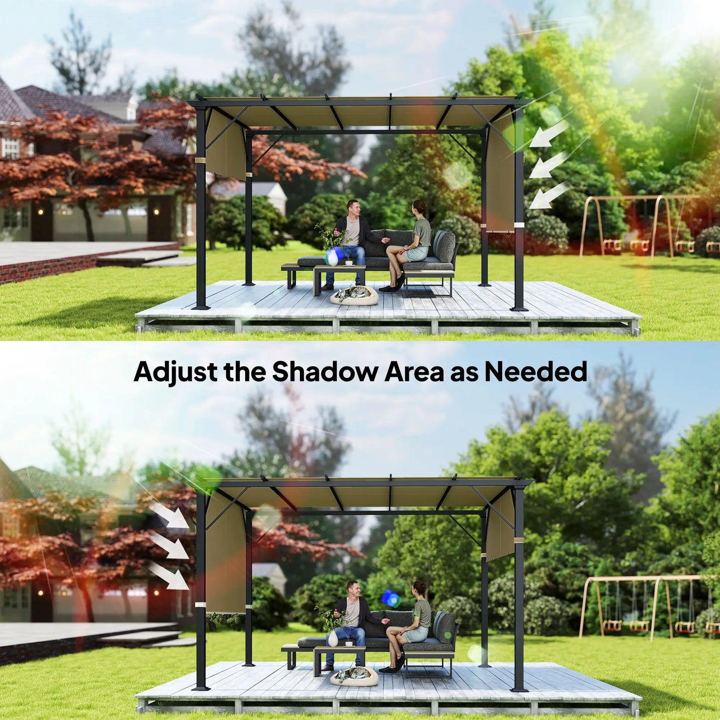 2 Pcs UV Protection Pergola Replacement Canopy, 10' x 10', Sand Gazebo Canopy Replacement at Gallery Canada