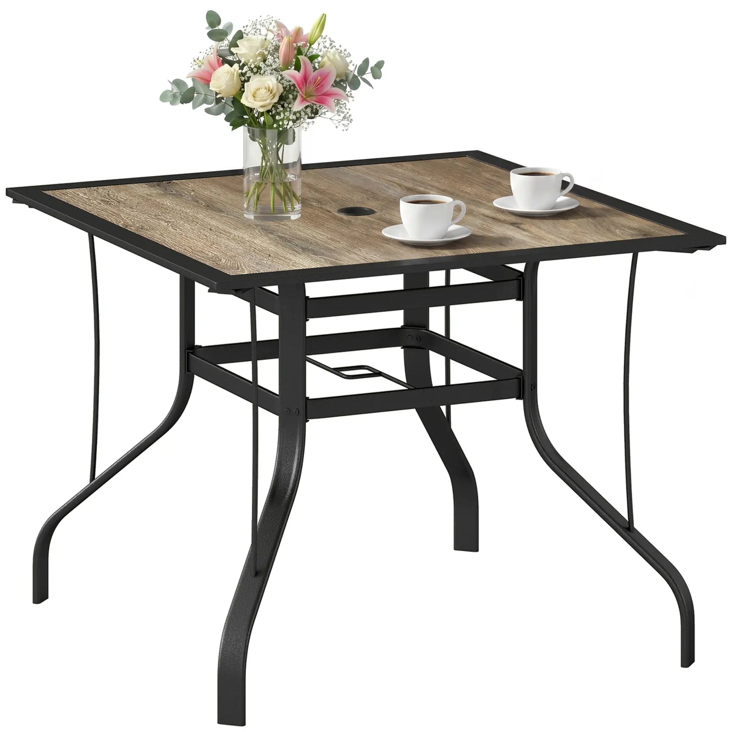 36" x 36" x 28" Square Patio Dining Table, Umbrella Hole, Rustproof Steel Frame Patio Dinning Tables at Gallery Canada