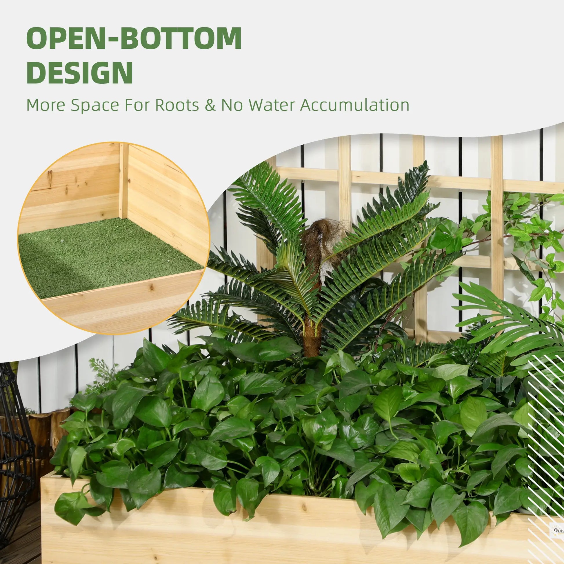 Wood Planter Box with Trellis, Raised Garden Bed, 43x46x47, Natural Wooden Planter Boxes at Gallery Canada