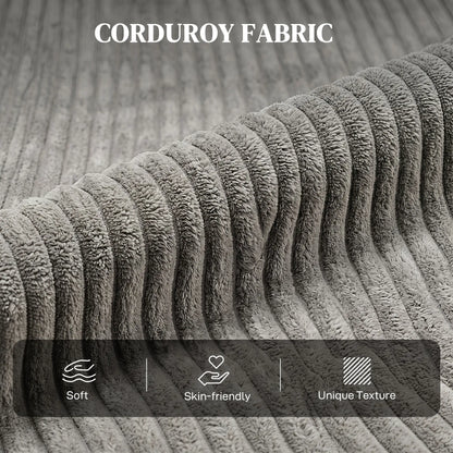 Corduroy Push Back Recliner Chair with Padded Seat, Grey