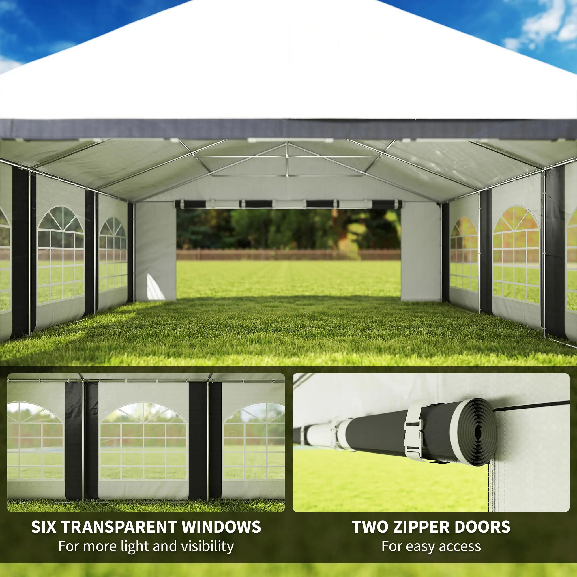 20' x 20' Heavy Duty Wedding Tent, Outdoor Carport Garage, Grey Canopy Tents at Gallery Canada