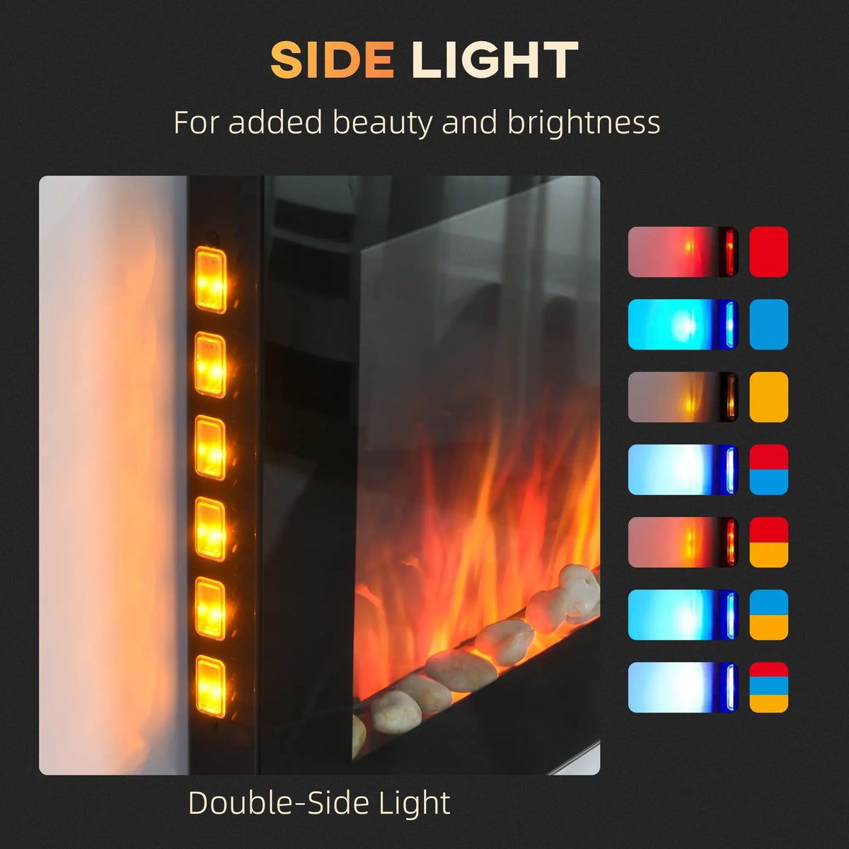 36" Wall-Mounted Electric Fireplace, 750/1500W, Flame Effect, 7 Color Light, Black Electric Fireplaces at Gallery Canada