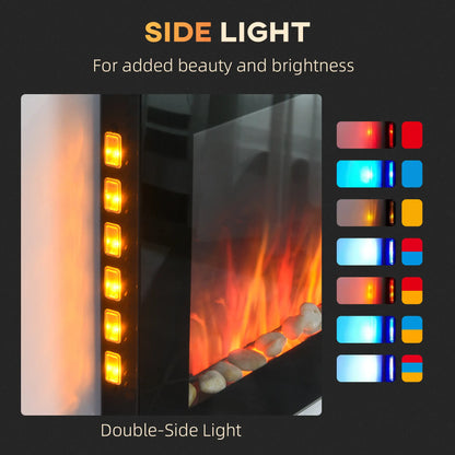 36" Wall-Mounted Electric Fireplace, 750/1500W, Flame Effect, 7 Color Light, Black Electric Fireplaces at Gallery Canada
