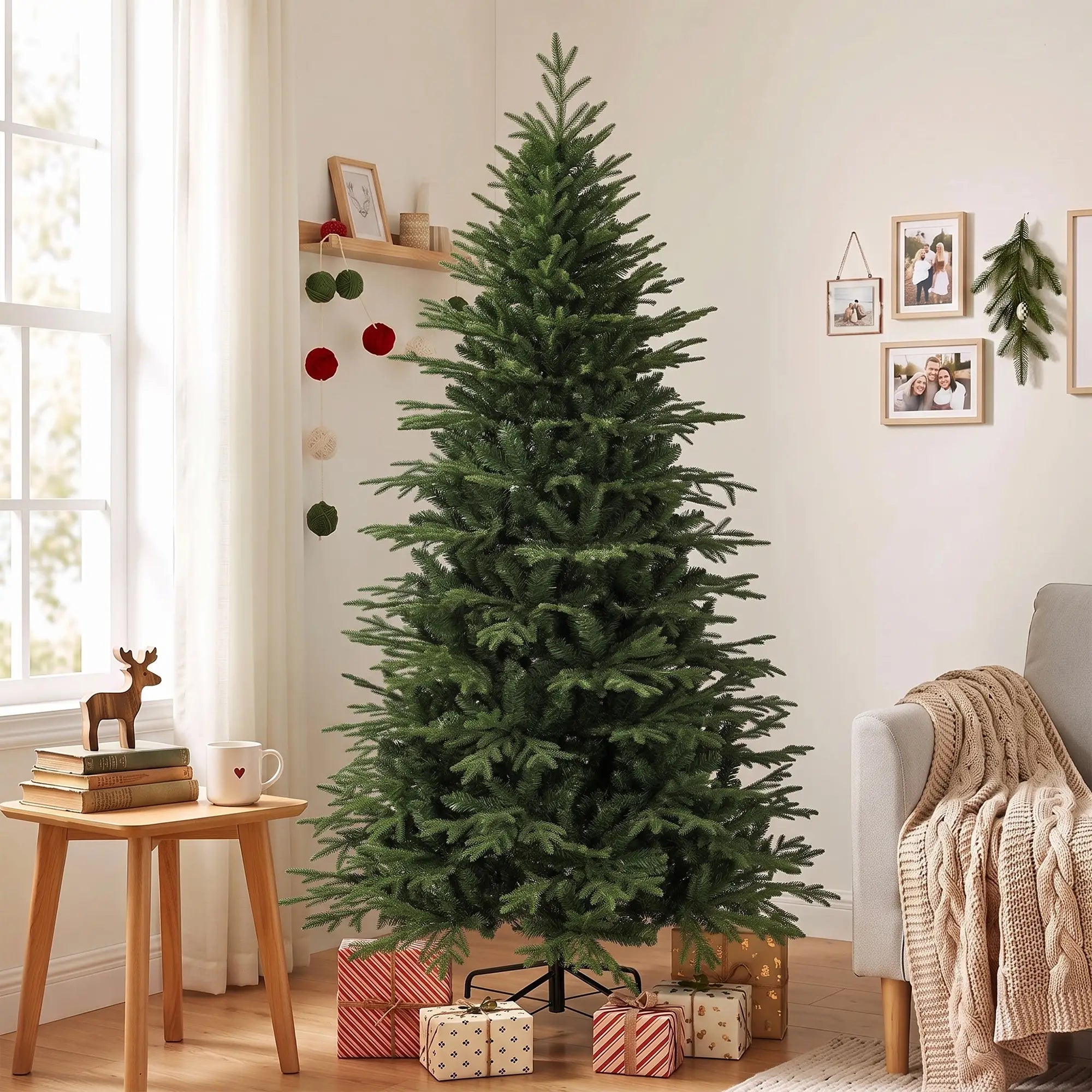 7ft Artificial Christmas Tree Full Hinged Xmas Tree, Green Artificial Christmas Trees at Gallery Canada