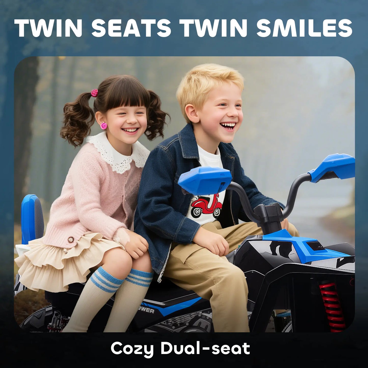 2-Seater All-Terrain 4 Wheeler, 24V Kids ATV Ride-On, Electric Quad Car, Blue Electric Toy Cars at Gallery Canada