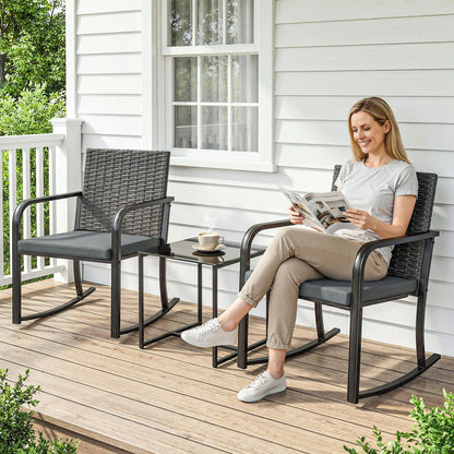 3-Piece Rocking Bistro Set, Outdoor Patio Furniture, Grey Bistro Sets at Gallery Canada