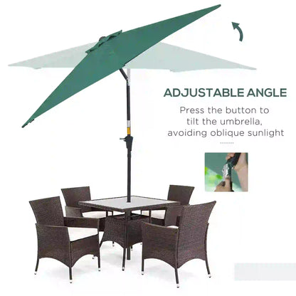 8.5FT Round Garden Parasol, 6 Ribs, Tilt Canopy, Crank Handle, Green Sun Umbrellas at Gallery Canada