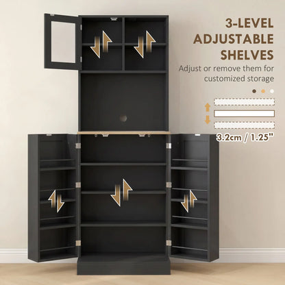 66.5" Tall Kitchen Pantry Cabinet, Microwave Cabinet, Black Kitchen Pantry Cabinets at Gallery Canada