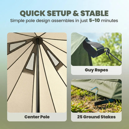 Waterproof Camping Tent, Stove Jack, 4-6 Person, Army Green Camping Tents at Gallery Canada
