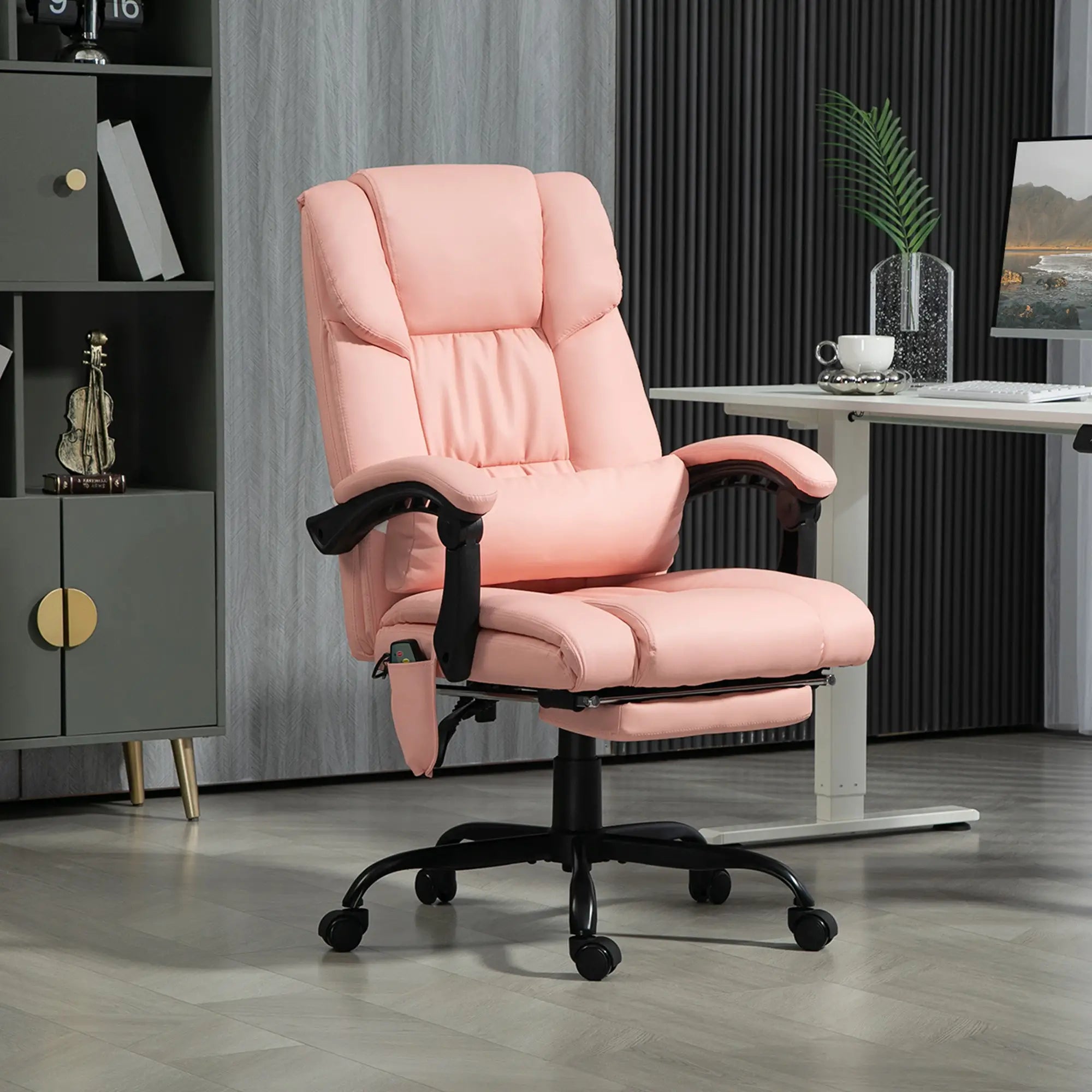 6-Point Vibration Massage Chair, Adjustable Height, Retractable Footrest, Pink Massage Chairs at Gallery Canada