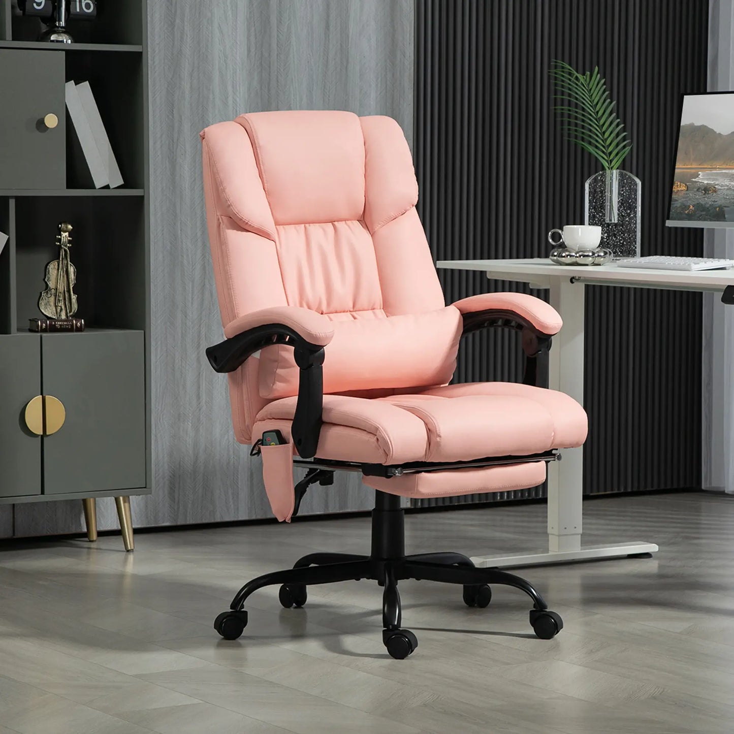 6-Point Vibration Massage Chair, Adjustable Height, Retractable Footrest, Pink Massage Chairs at Gallery Canada