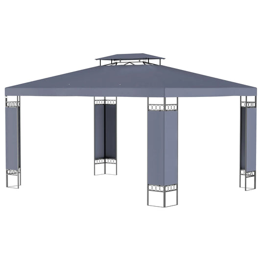 10' x 13' Grey Outdoor Gazebo, Double Roof Patio Canopy Shelter, Grey Gazebos Grey, Black at Gallery Canada