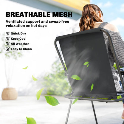 8 Piece Patio Set, Folding Chairs, Tempered Glass Tabletop, Black Outdoor Dining Sets at Gallery Canada