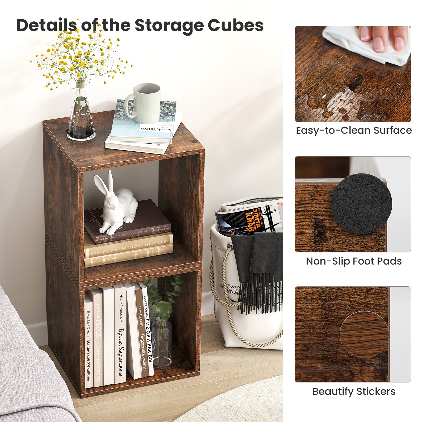 Cube Storage Organizer Set of 2, Rustic Brown Bookcases at Gallery Canada