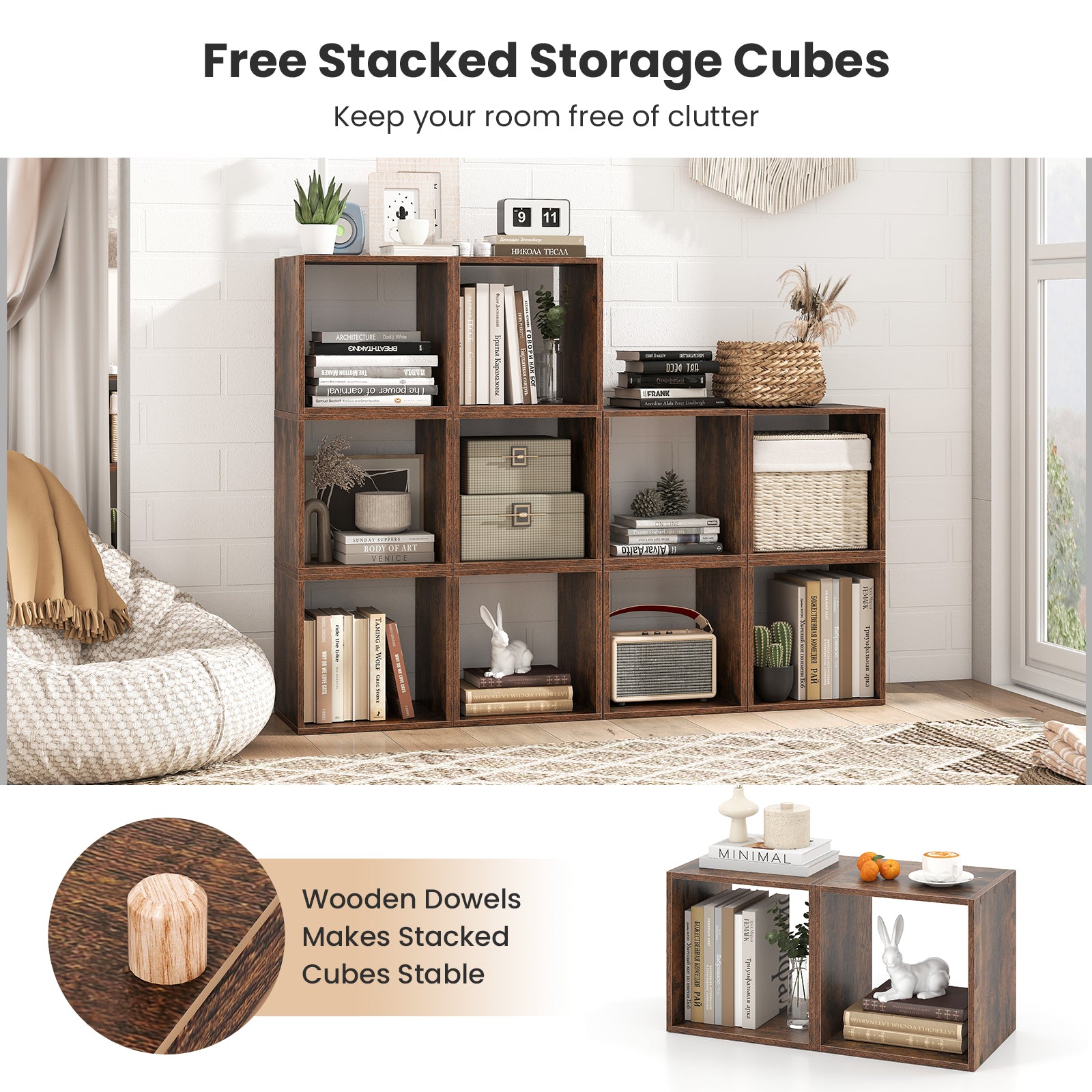 Cube Storage Organizer Set of 2, Rustic Brown Bookcases at Gallery Canada