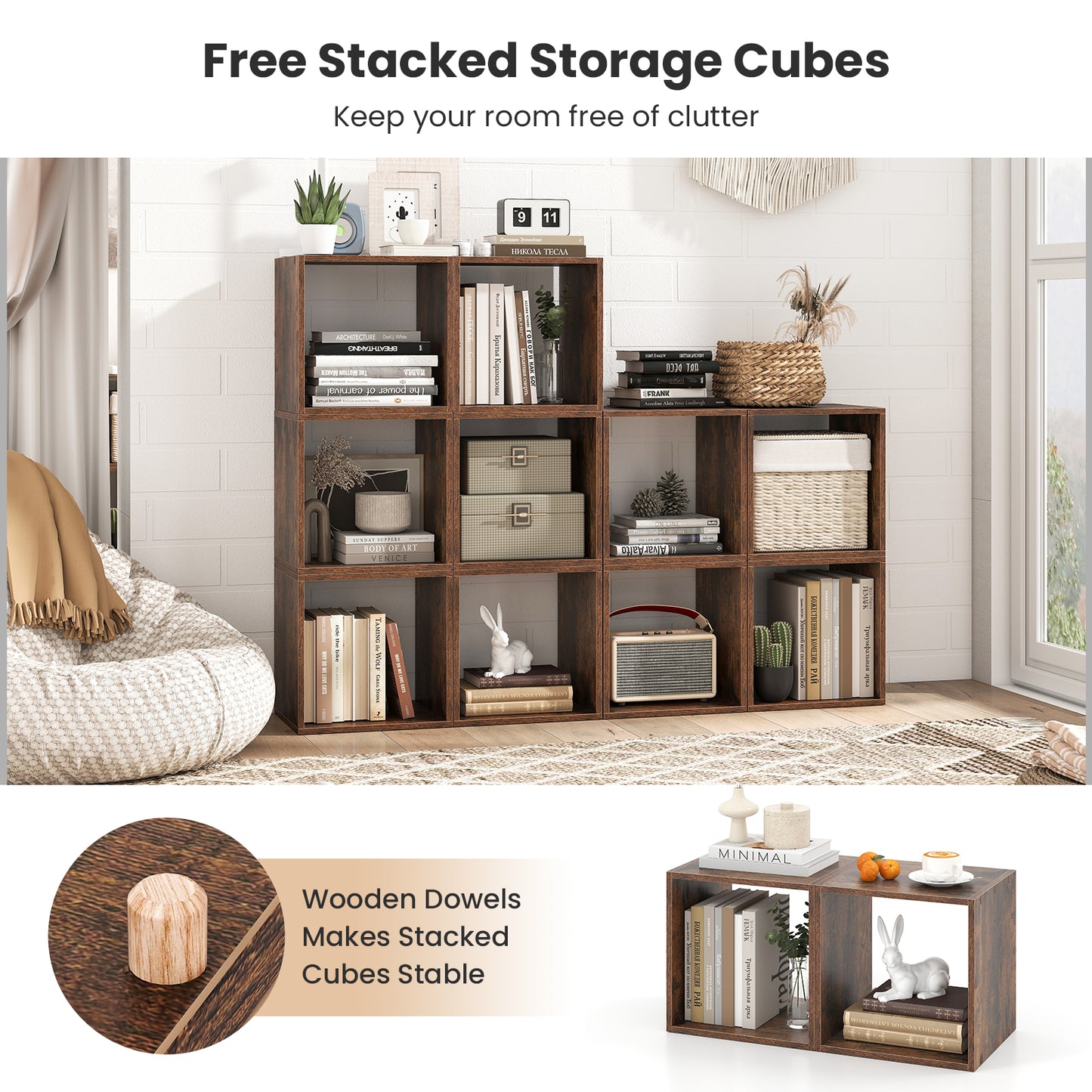 Cube Storage Organizer Set of 2, Rustic Brown Bookcases at Gallery Canada