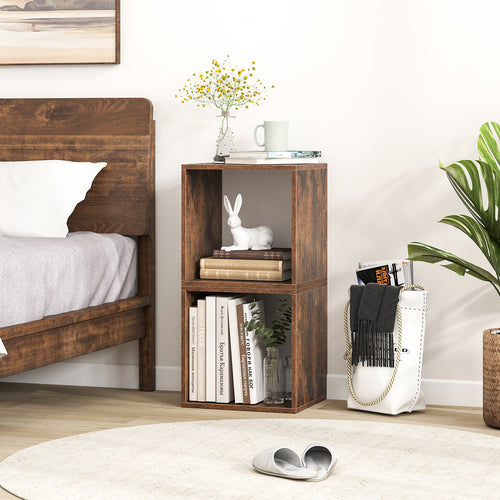 Cube Storage Organizer Set of 2, Rustic Brown