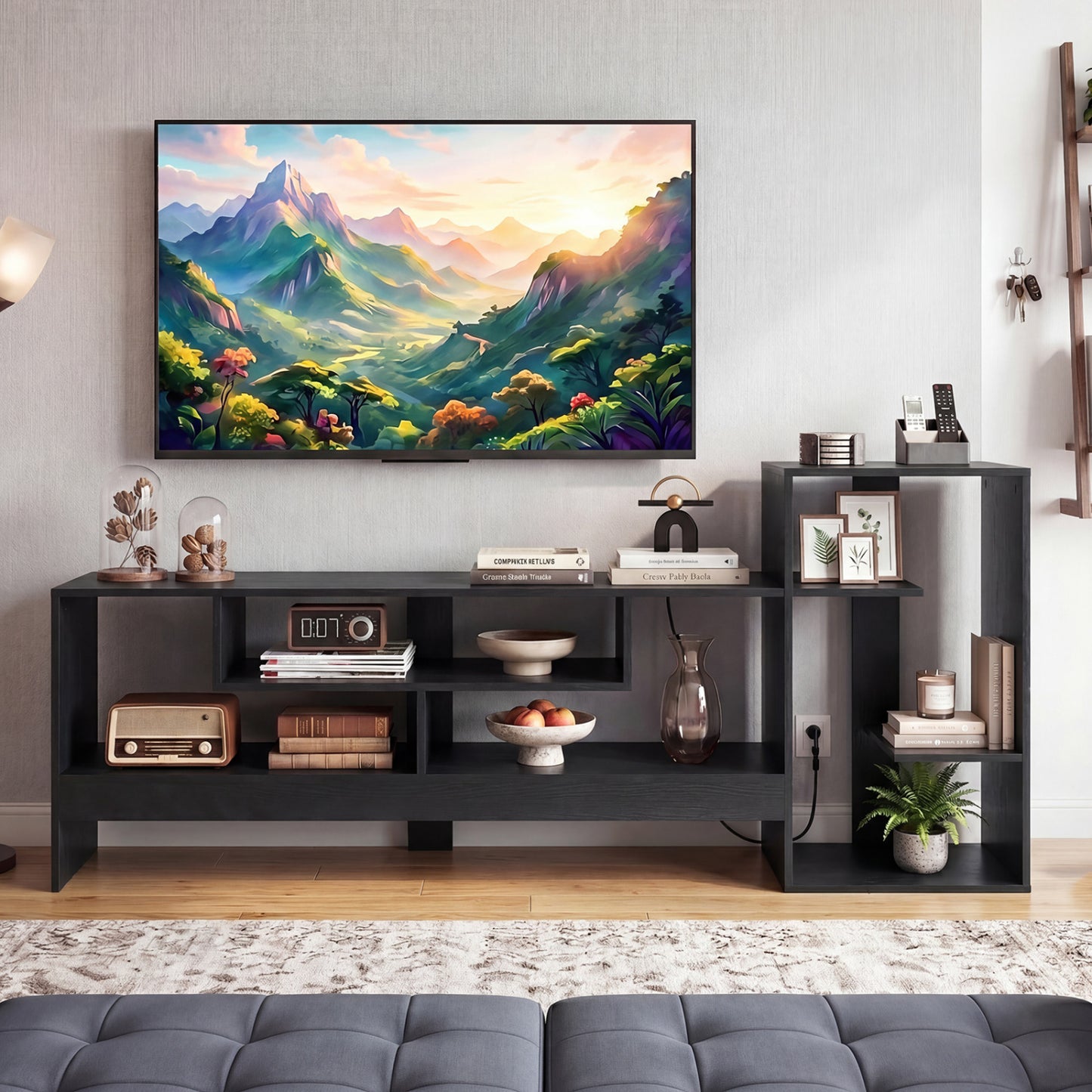 Cube TV Stand For 55 Inch TV, Black